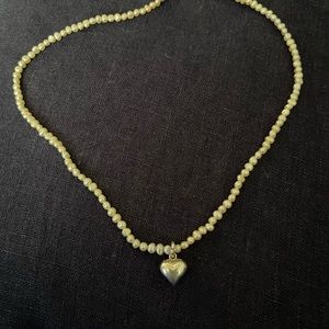 Talbots 16” Freshwater Pearl and sterling silver heart necklace with heart clasp